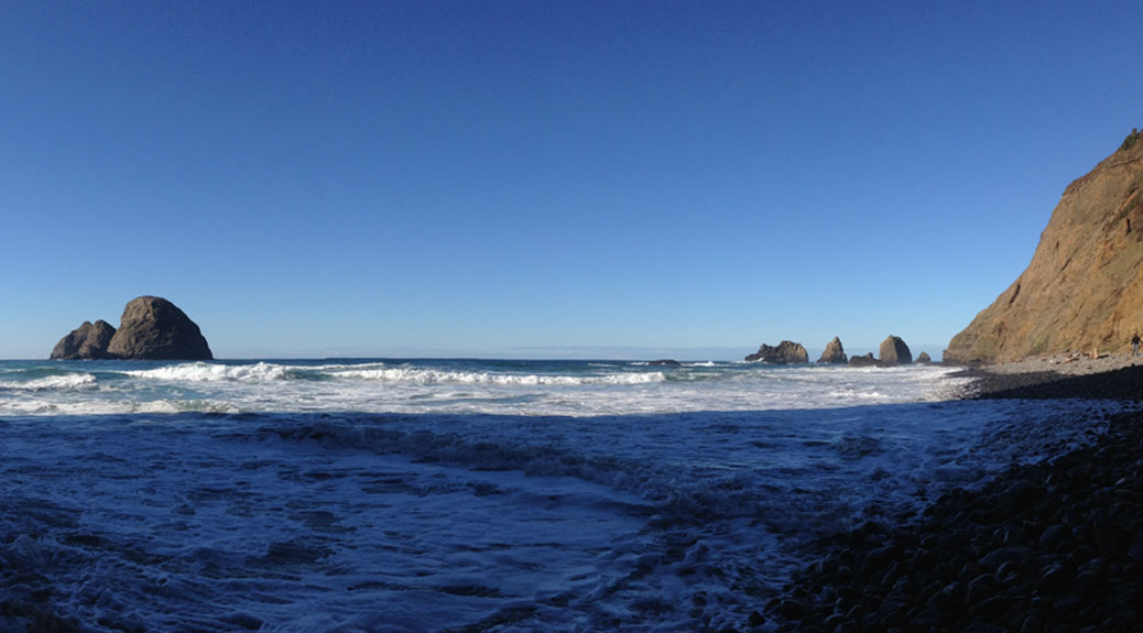 The view from inside a cove in Oceanside, OR