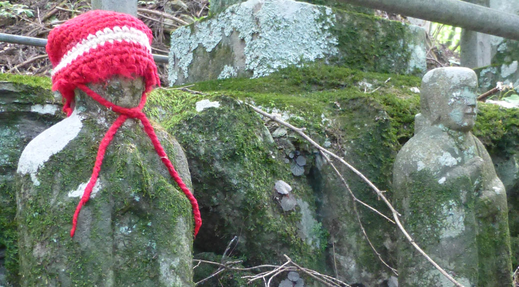 Statue with knitted cap