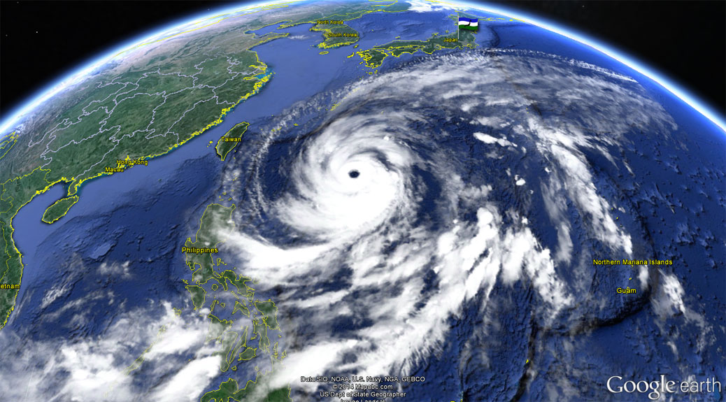 Typhoon Vongfong on Google Earth