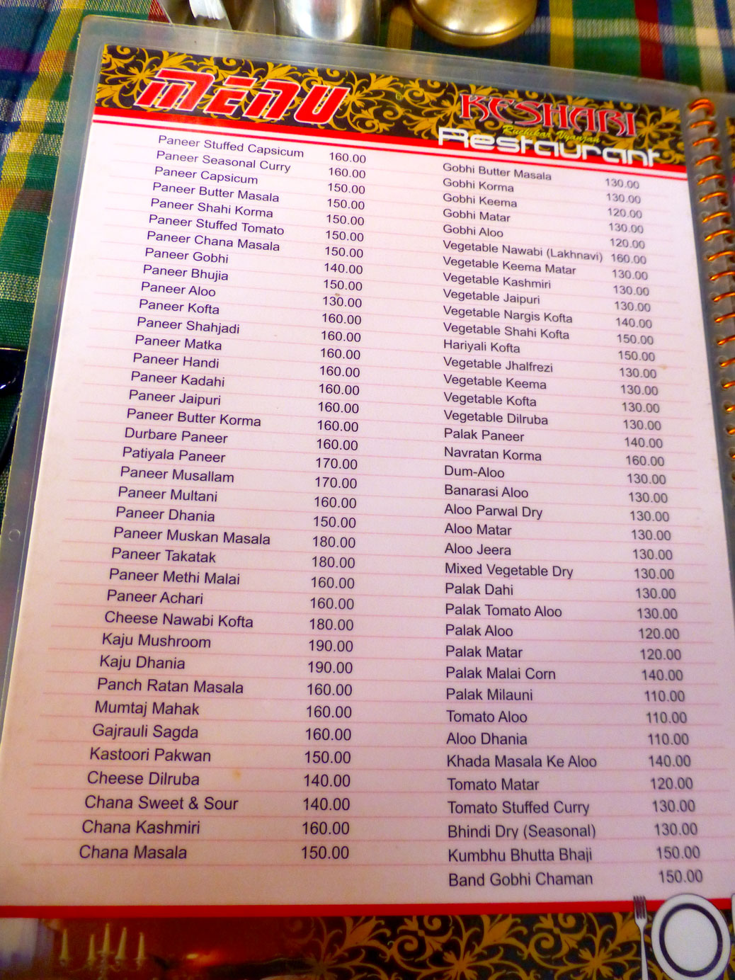 Keshari Menu