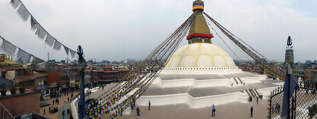 Boudhanath Stupa in Kathmandu when we visited in February