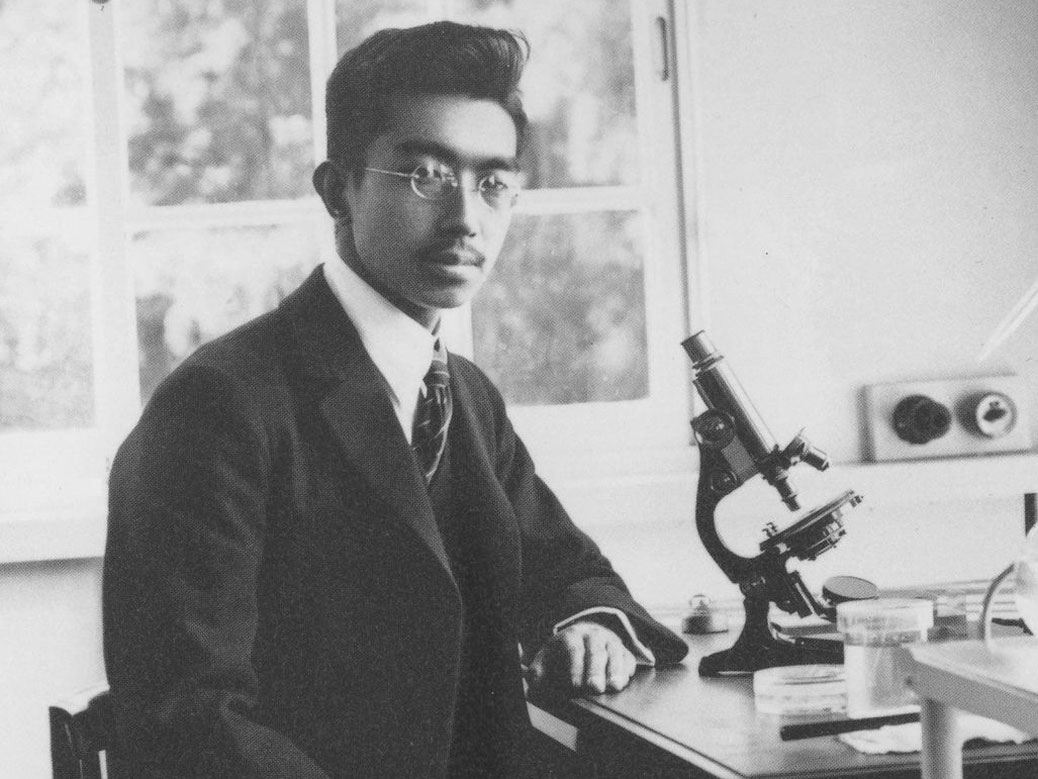 A young Emperor Hirohito in the lab