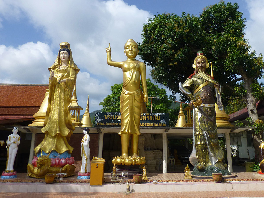 Buddhist statues outside Wat Lamai. The temple is home to a folklore museum  with artifacts from Samui's history.