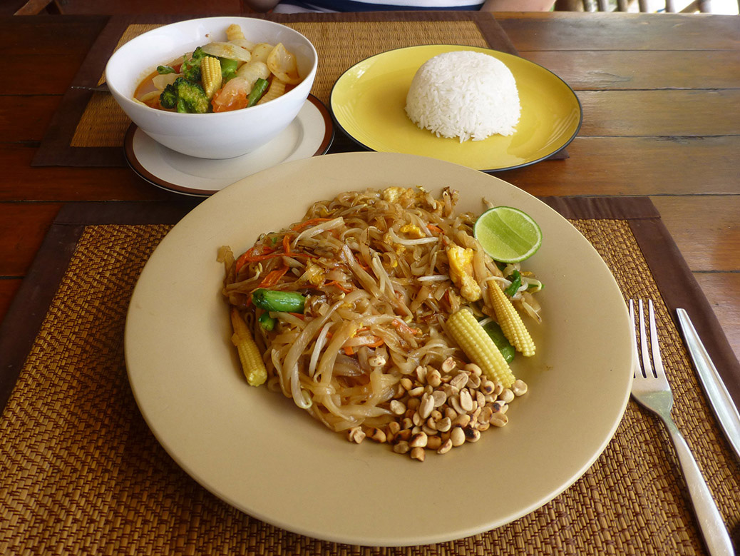 Authentic phat thai (noodles) and curry. Eating local food is one of our favorite things about traveling.