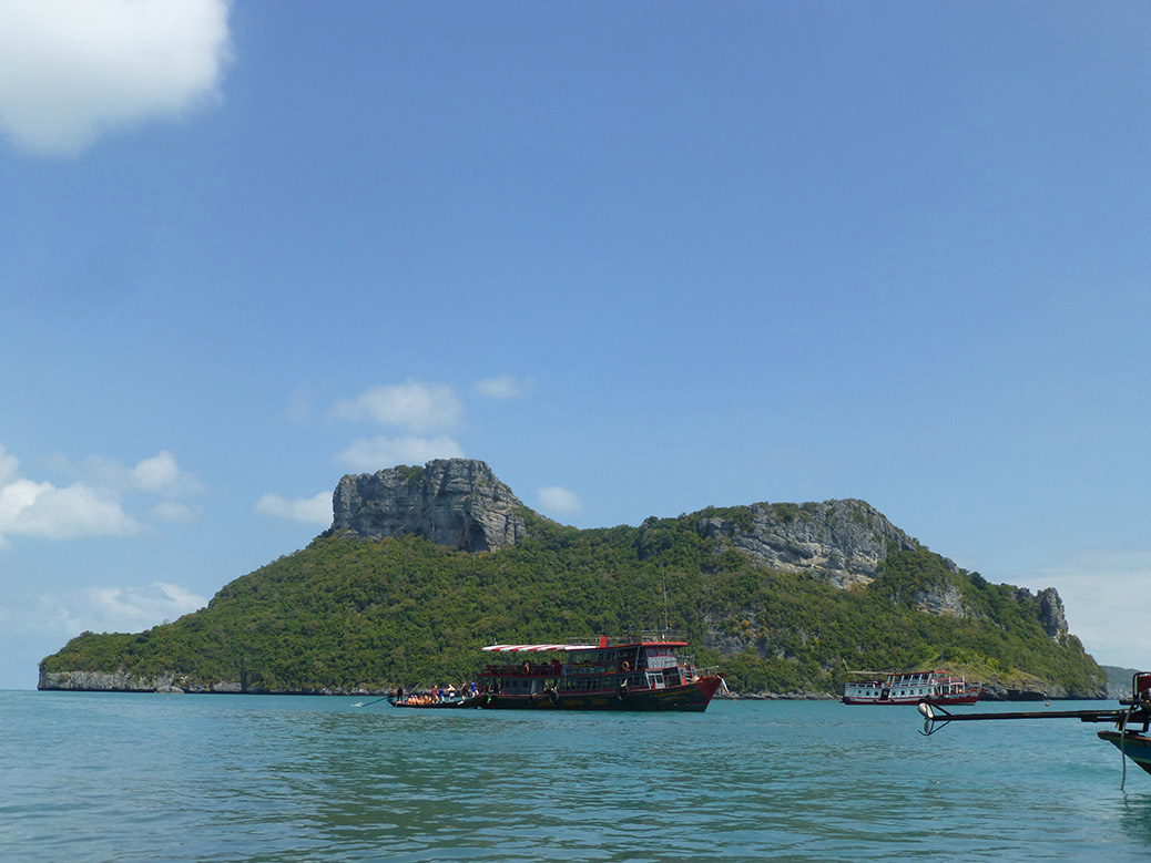 Looking out at the tour boat that took us out to Mu Ko Ang Thong National Marine Park. The park is made up of 42 small islands.