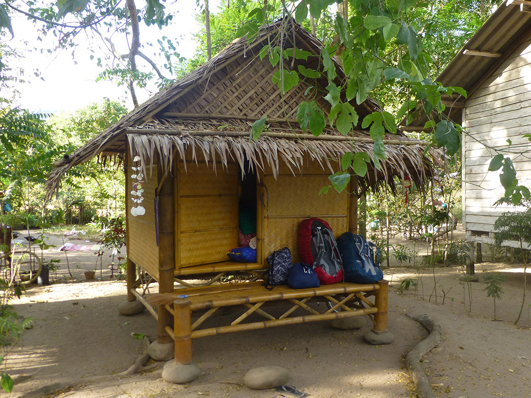 On our second day in Khiriwong Village, we hired a local guide to take us hiking in the mountains. We did a homestay at his home where he'd built a couple small huts for guests.