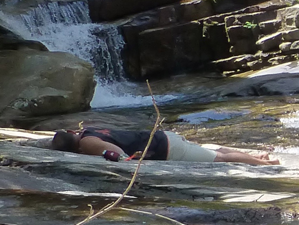 After lunch, our guide took an hour-long nap near the waterfall. It was a little awkward...