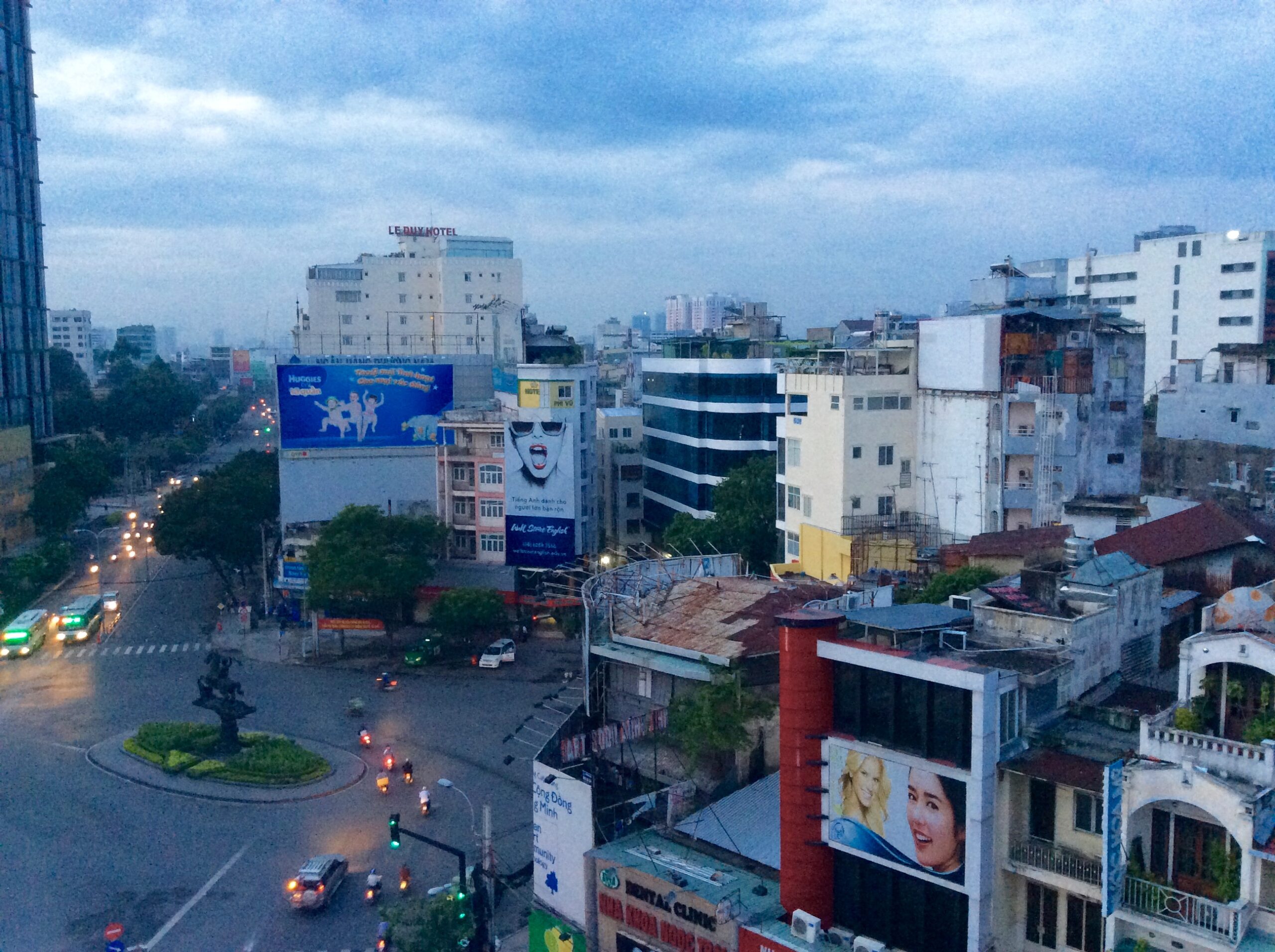 Our last morning in Ho Chi Minh City, looking out at the calm of the early morning from our hotel room in Bến Thành District.