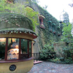 Totoro and the susatawari (small black dust spirits) greet visitors at the gates of the Studio Ghibli Museum