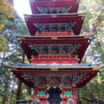 The five-storied pagoda at Tōshō-gū Shrine. Each layer represents a different natural element—earth, water, fire, wind and void from bottom to top. A pillar in the center, common in pagoda architecture, is credited for the reason pagodas rarely collapse in earthquakes.