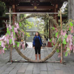 The chinowa at Futarasan Shrine. The loop is made from intertwined reeds and visitors walk through the loop in a figure-eight (infinity) to purify and reinvigorate the spirit. It's one of Japan's oldest religious traditions.