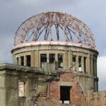 A close up of the metal skeleton of the dome