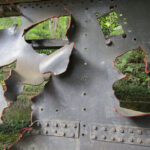 A piece of the deck from the battleship Mikasa is on display in Togo Park. The desk took heavy artillery fire during the Russo-Japanese War in the early 1900s.