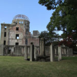 The remains of a fountain that stood in a Western-style garden on the south side of the Atomic Bomb Dome.