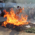 Monks run through the flames during Miyajima's Firewalking Ceremony