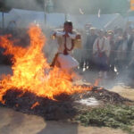 Monks run through the flames during Miyajima's Firewalking Ceremony