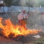 Monks run through the flames during Miyajima's Firewalking Ceremony