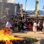 Monks run through the flames during Miyajima's Firewalking Ceremony