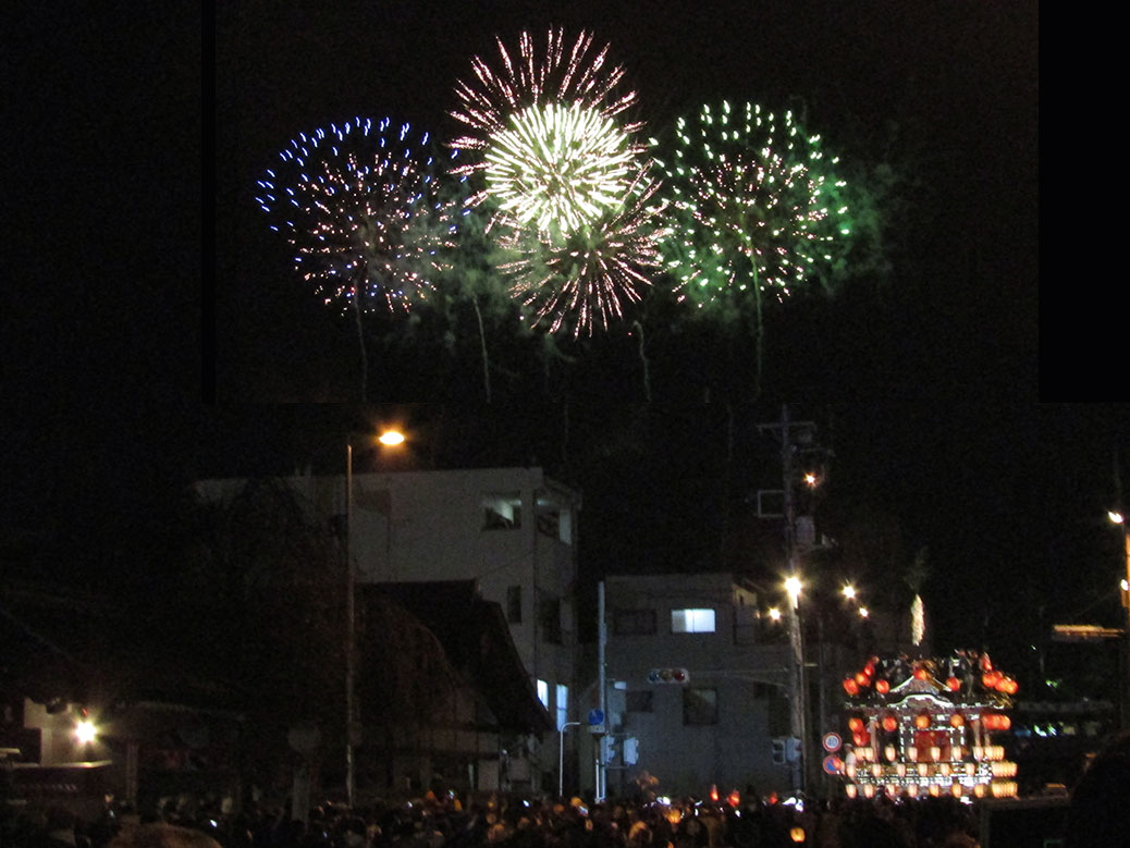 Fireworks and floats at the Chichibu Night Festival in Chichibu, Saitama