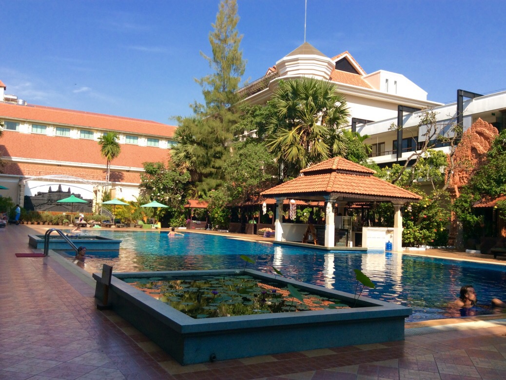 Sunday is the day of rest, especially for these weary travelers. We spent much of day 4 alongside the pool at Somadevi Angkor Hotel and Spa. Just a few bucks will get you full access to the pool, lounge and swim-up bar.