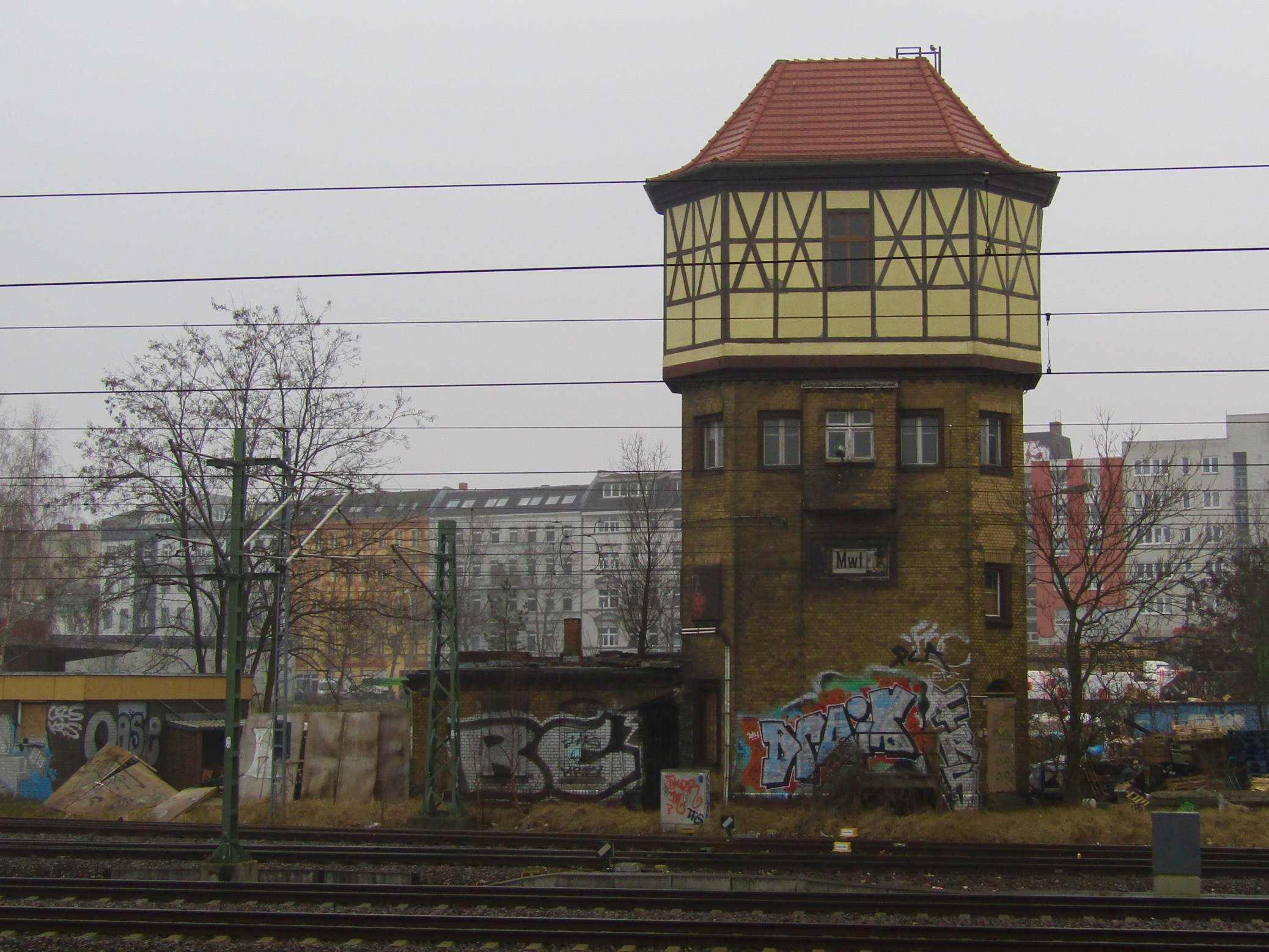 A building across from the Beisselstr. train station in Berlin.