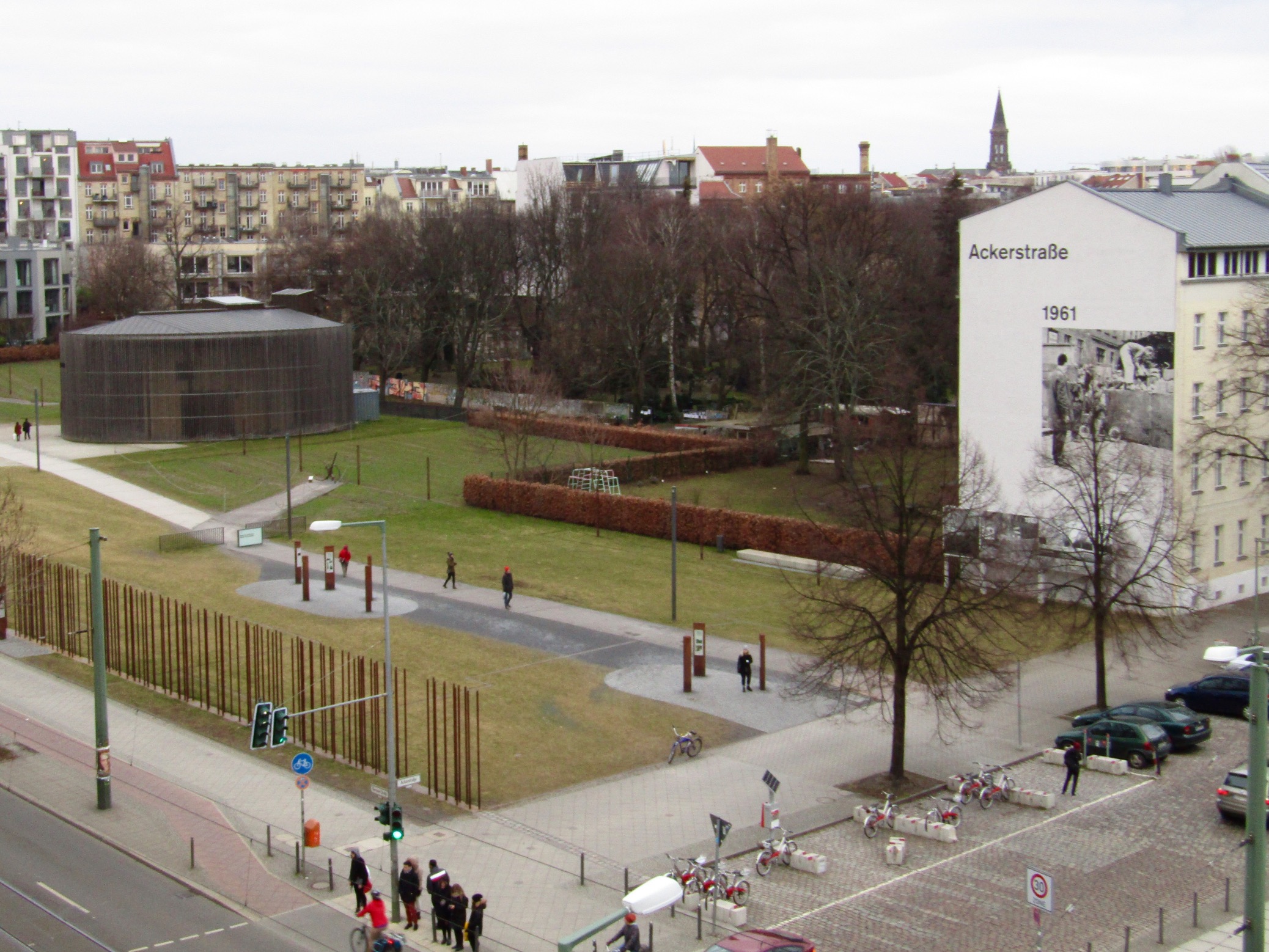 The section of the Berlin Wall at Ackerstraße is the last remaining original section and is part of the Berlin Wall Memorial. The first sections of the wall were built here and, in a symbolic gesture, were among the first to be torn down.