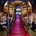 The art nouveau spiral staircase at Livraria Lello & Irmão.