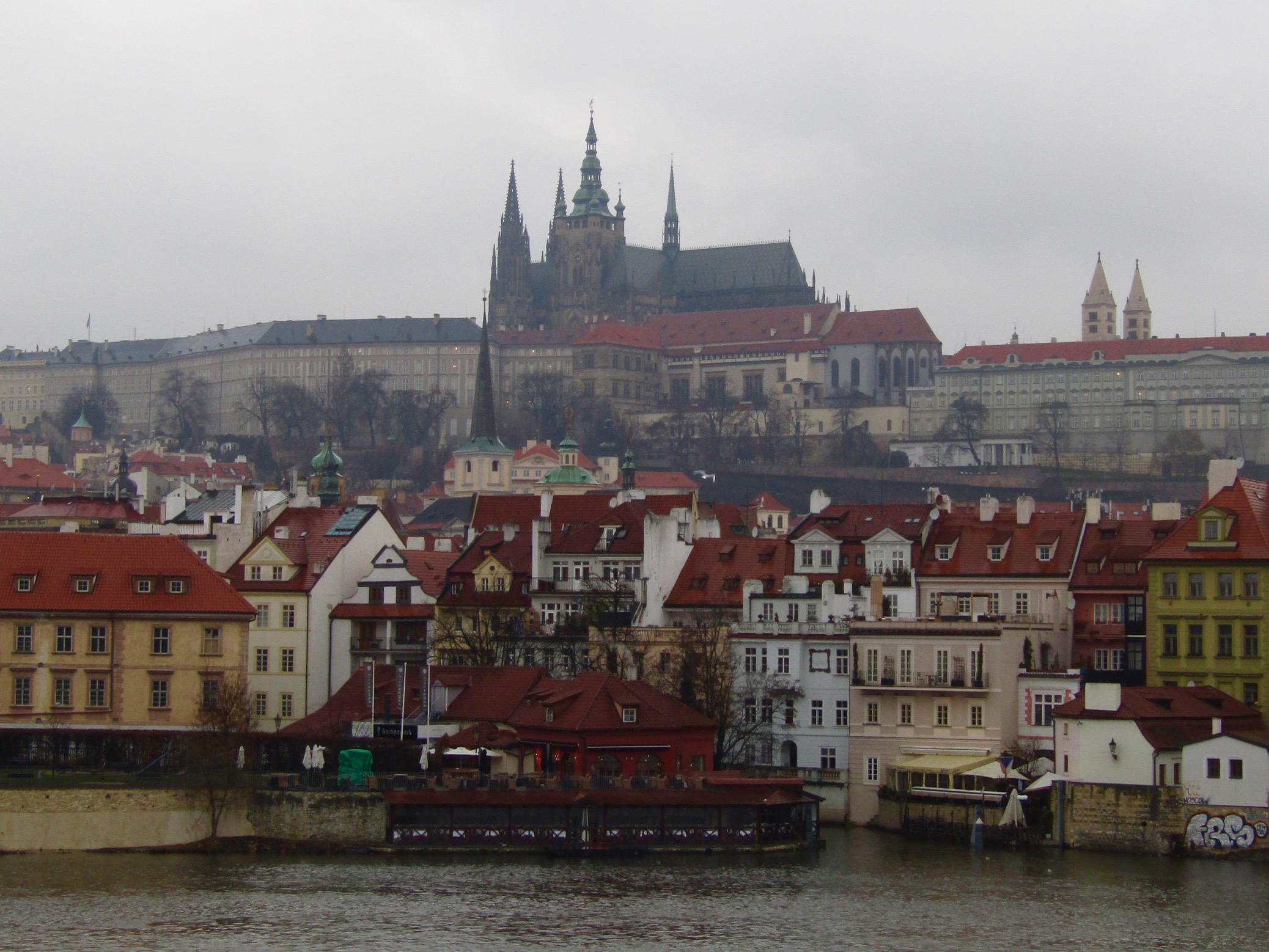 Prague Castle as seen from the Charles Bridge.