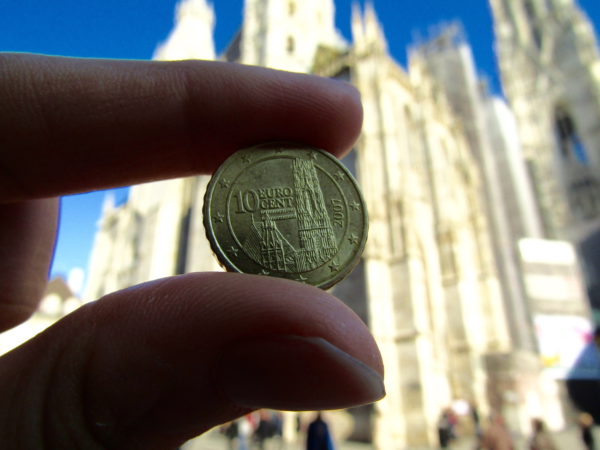 Vienna's St. Stephen's Cathedral is featured on the Austrian version of the 10 euro cent coin.