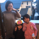 Tomoko and her daughters at our apartment the night before we left.