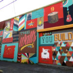 To Oregon With Love, a mural by Blaine Fontana, is part of the Forest for the Trees mural project on Albert St. in NE Portland.