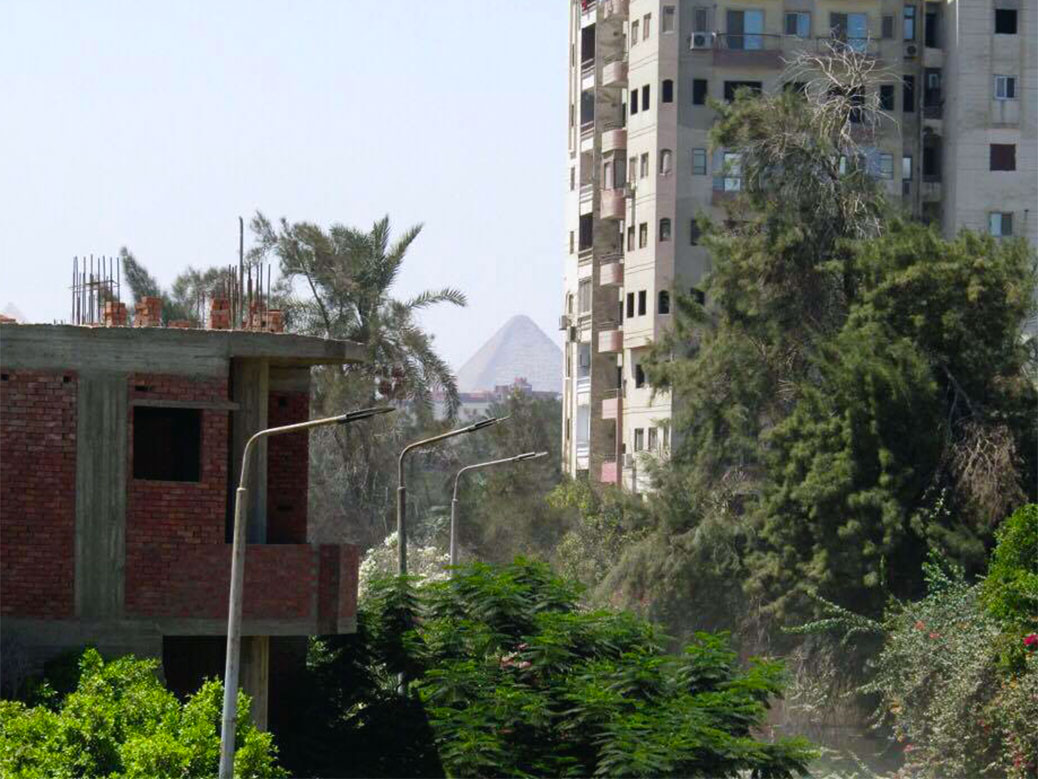 A peek of the pyramids in Giza from the international school.