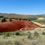 The top of the Painted Cove Trail has panoramic views of the hills and the Painted Hills Reservoir.