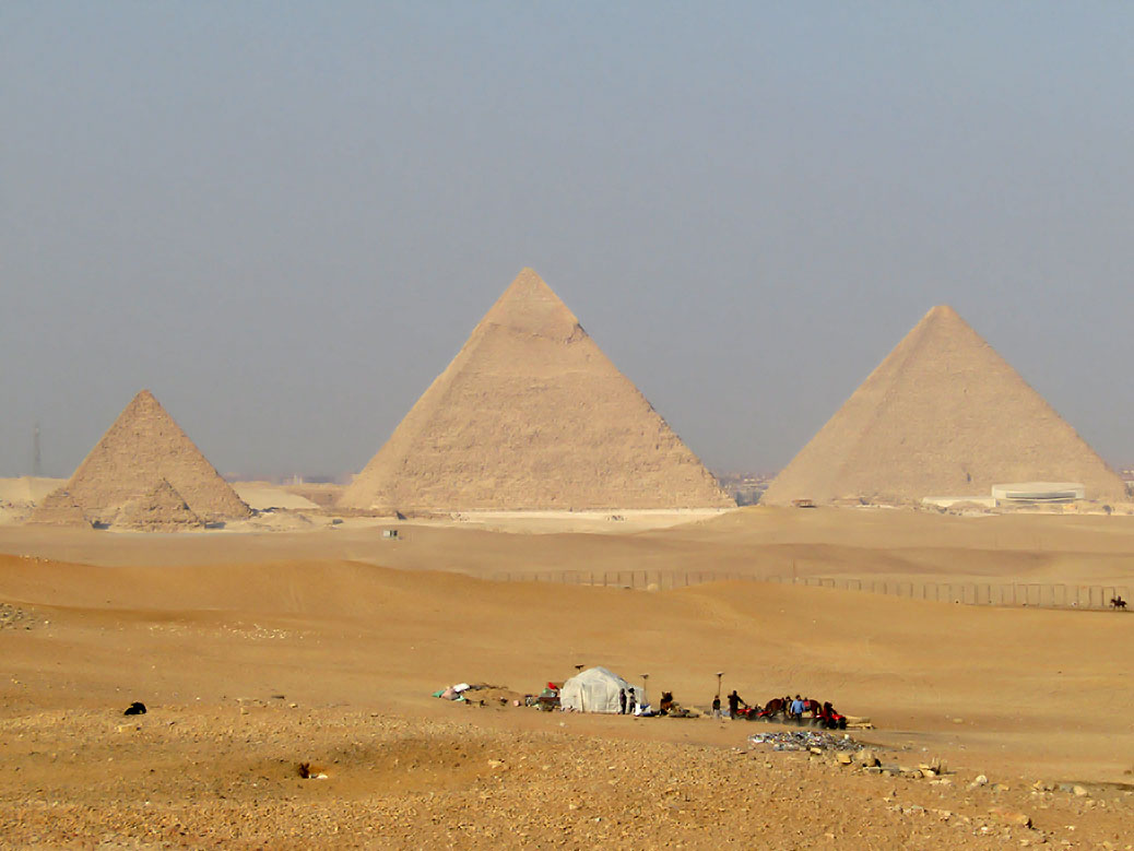 View of Giza’s Great Pyramids.