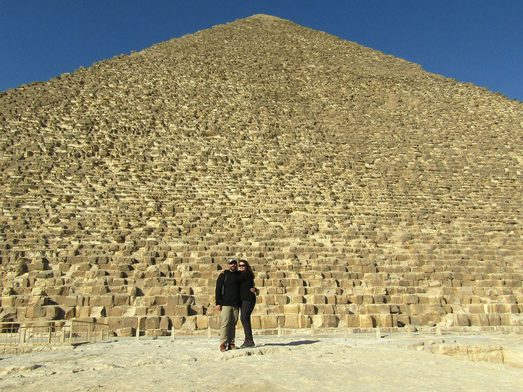 A closer view of the limestone rocks that make up the pyramids.